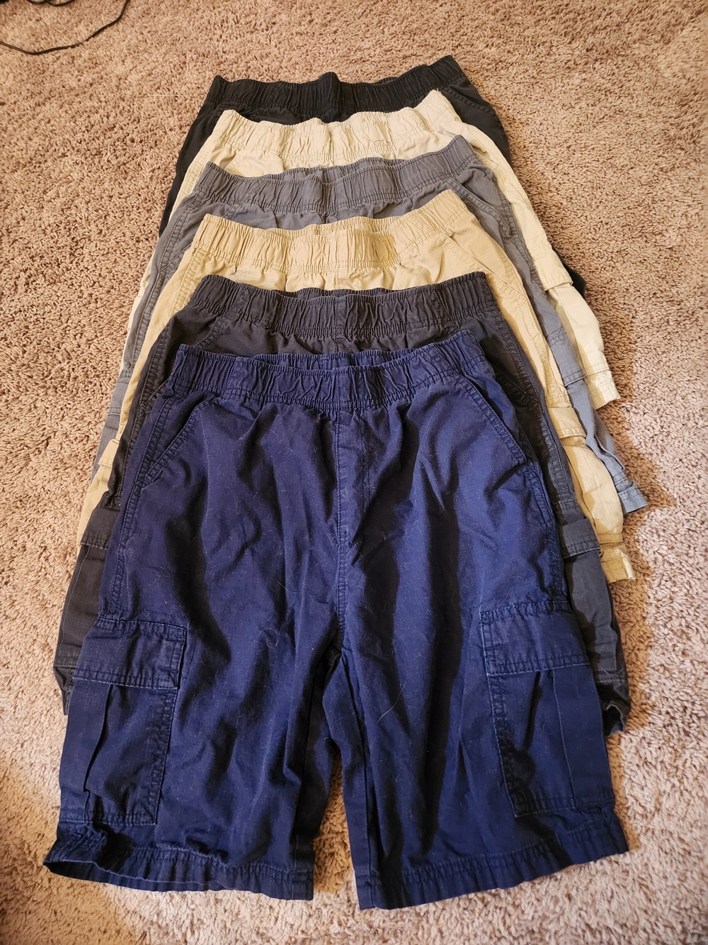 Children's Place Boys Cargo Shorts Lot Of 6 - Navy, Black, Khaki, Gray, Tan SZ16